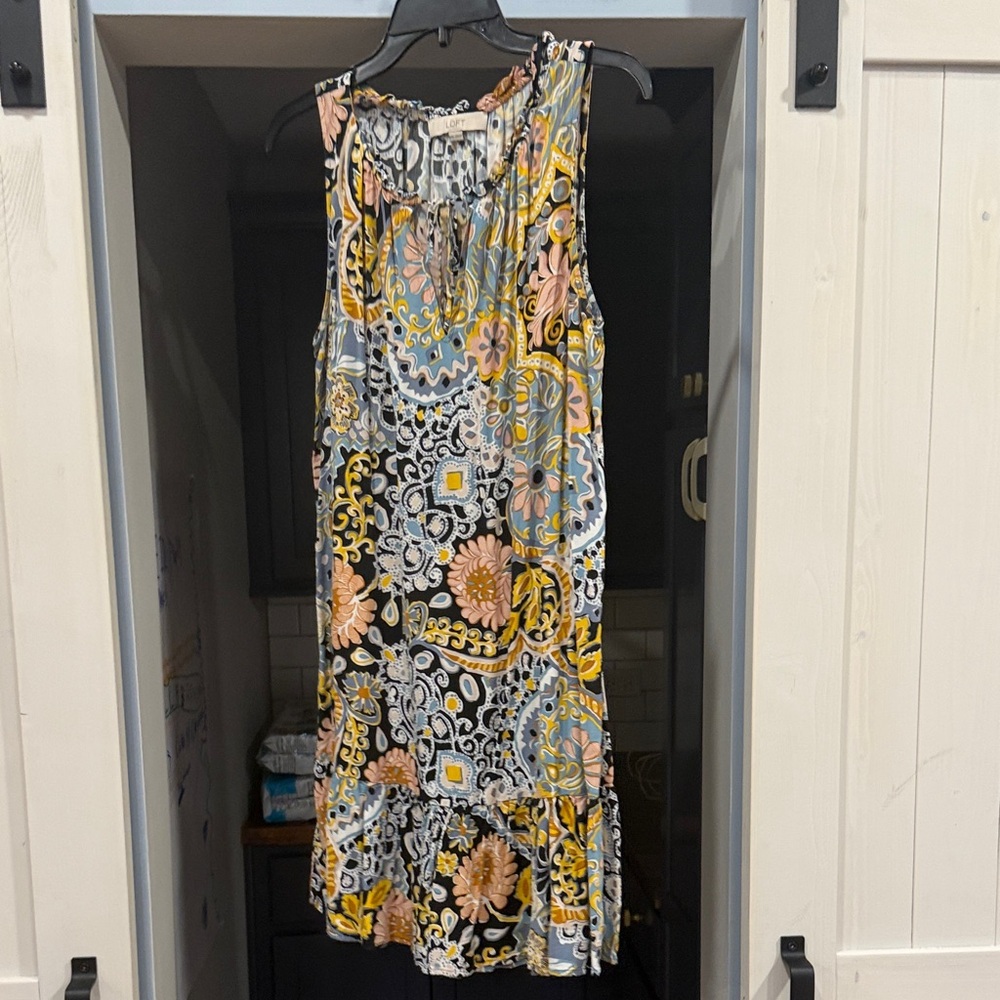 LOFT Vibrant Floral Mini Dress - Black, Yellow, Pink